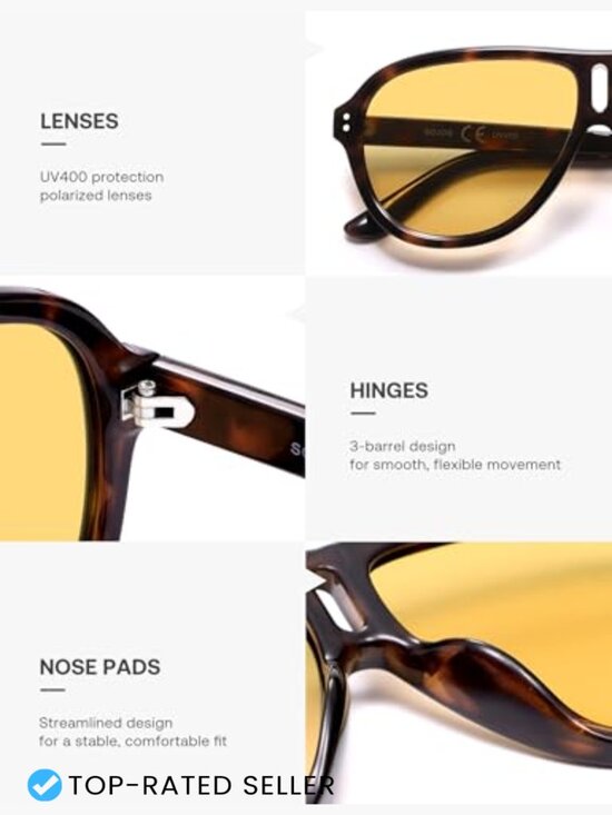 Retro Oversized Polarized Aviator Sunglasses Trendy UV400 Protection Shades main image 4